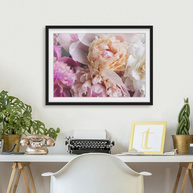 

Póster enmarcado - Blooming Peony Dimensión LxA: 70cm x 100cm, Marco: Negro