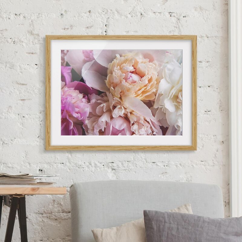 

Póster enmarcado - Blooming Peony Dimensión LxA: 50cm x 70cm, Marco: Roble
