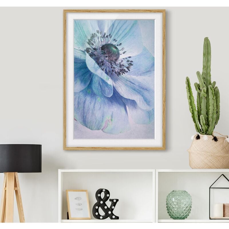 

Póster enmarcado - Blossom In Turquoise Dimensión LxA: 100cm x 70cm, Marco: Roble