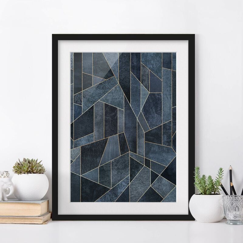 

Póster enmarcado - Blu Geometria Acquerello Dimensión LxA: 40cm x 30cm, Marco: Negro