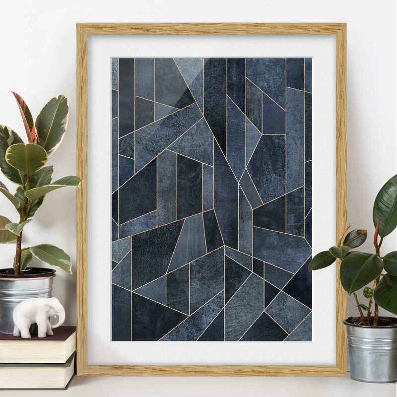 

Póster enmarcado - Blu Geometria Acquerello Dimensión LxA: 100cm x 70cm, Marco: Roble