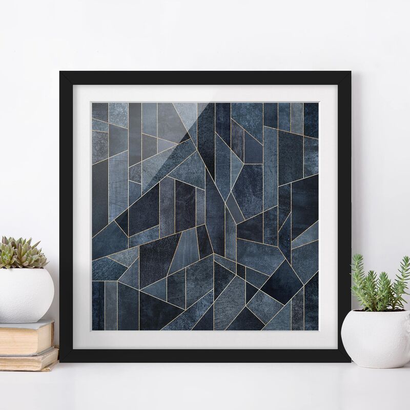 

Póster enmarcado - Blu Geometria Acquerello Dimensión LxA: 70cm x 70cm, Marco: Negro