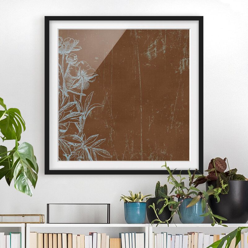 

Póster enmarcado - Blue Flowers Sketch Dimensión LxA: 20cm x 20cm, Marco: Negro
