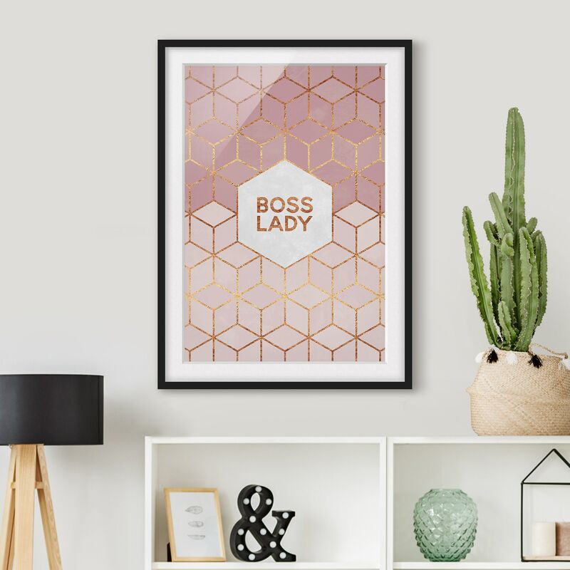 

Póster enmarcado - Boss Pink Lady esagoni Dimensión LxA: 24cm x 18cm, Marco: Negro