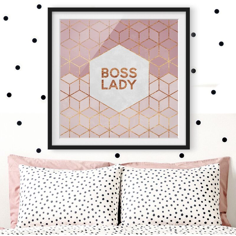 

Póster enmarcado - Boss Pink Lady esagoni Dimensión LxA: 70cm x 70cm, Marco: Negro