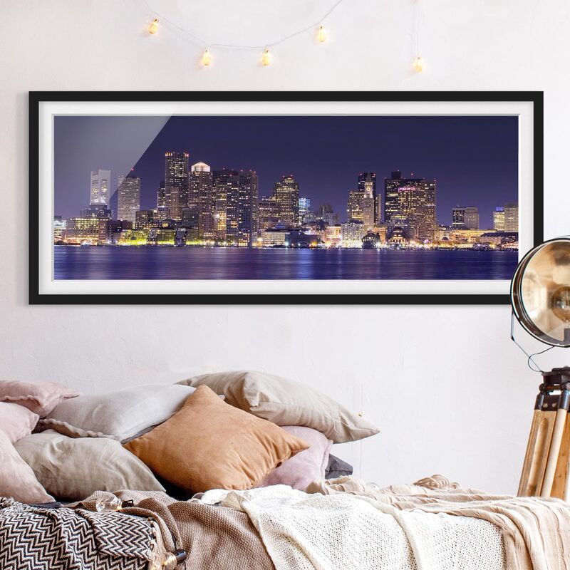 

Póster enmarcado - Boston By Night Dimensión LxA: 40cm x 100cm, Marco: Negro