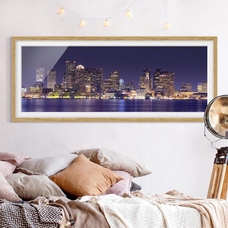 

Póster enmarcado - Boston By Night Dimensión LxA: 30cm x 75cm, Marco: Roble