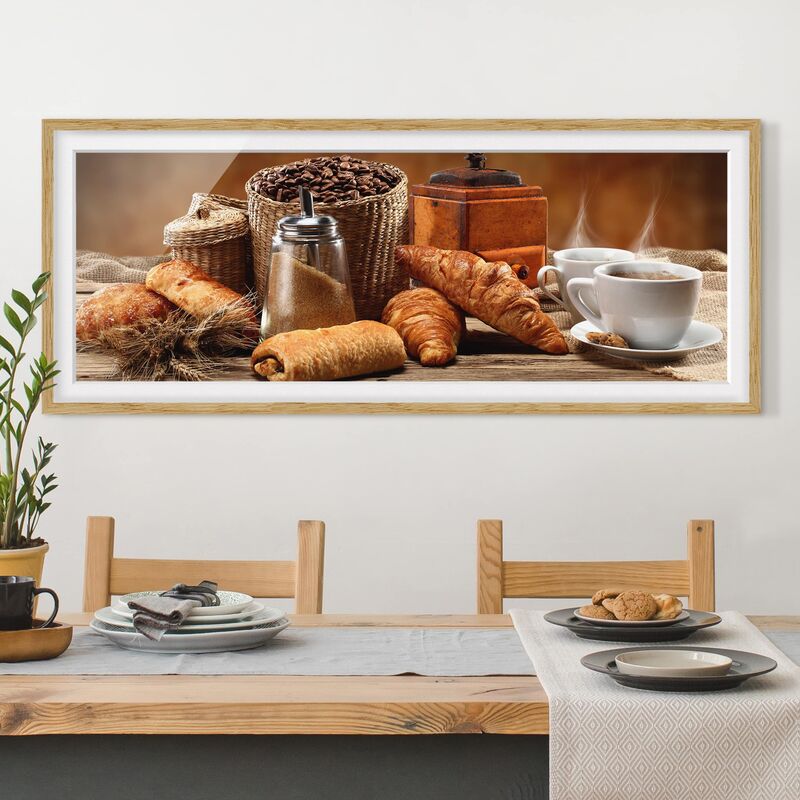 

Póster enmarcado - Breakfast Table Dimensión LxA: 50cm x 130cm, Marco: Roble