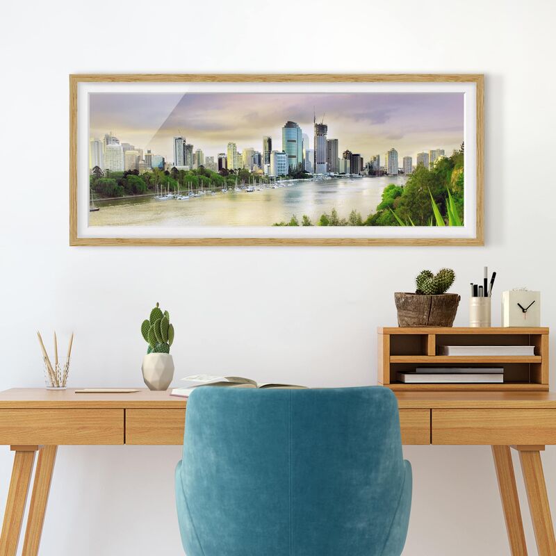 

Póster enmarcado - Brisbane Dimensión LxA: 50cm x 130cm, Marco: Roble