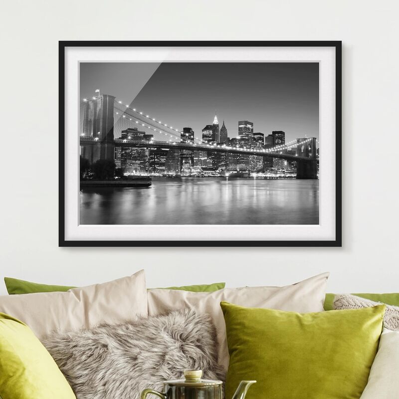 

Póster enmarcado - Brooklyn Bridge In New York II Dimensión LxA: 30cm x 40cm, Marco: Negro