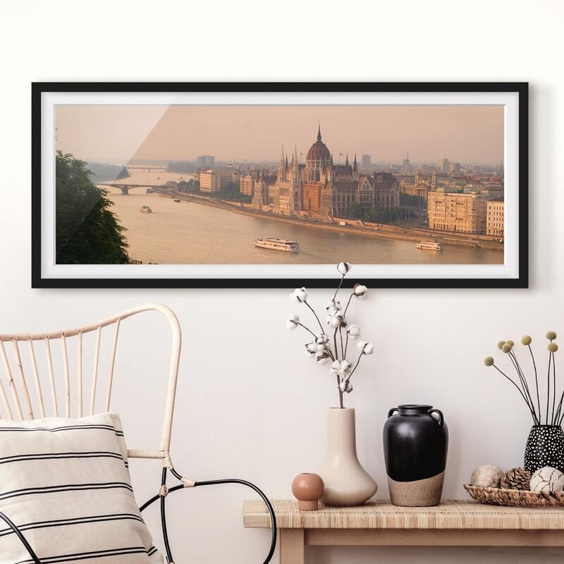 

Póster enmarcado - Budapest Orizzonte Dimensión LxA: 30cm x 75cm, Marco: Negro