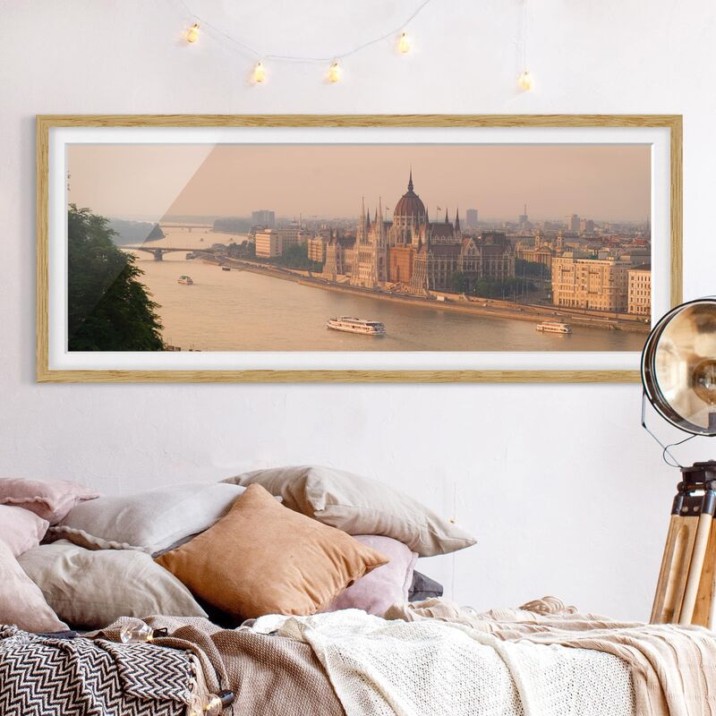 

Póster enmarcado - Budapest Orizzonte Dimensión LxA: 30cm x 75cm, Marco: Roble