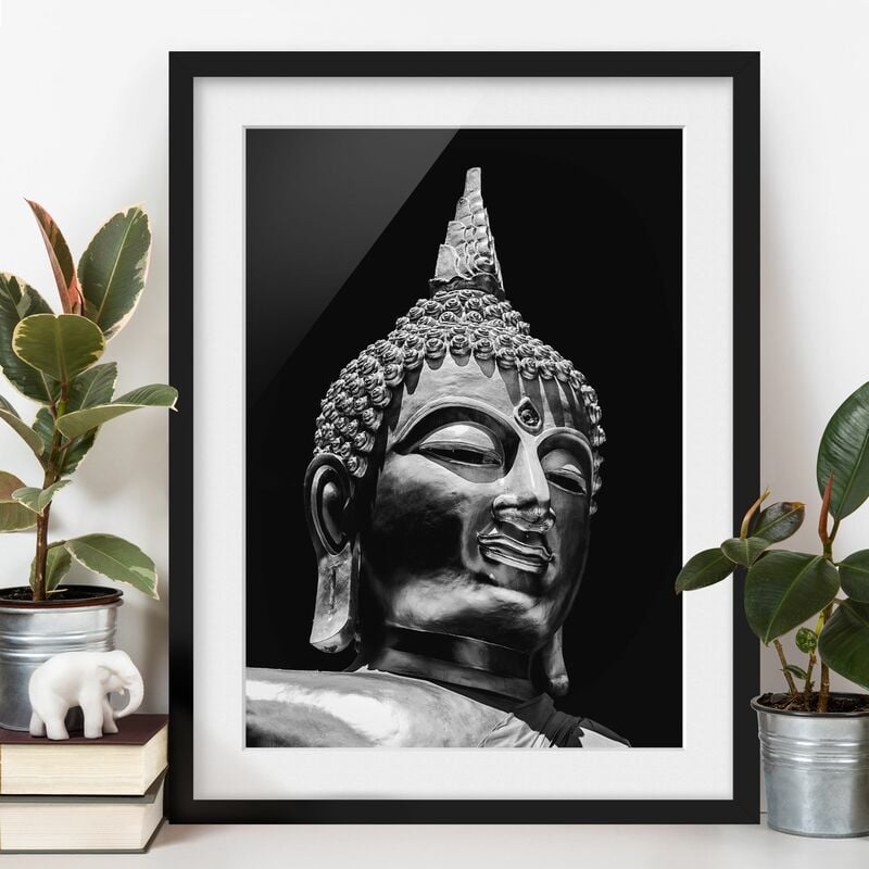 

Póster enmarcado - Buddha Statue Viso Dimensión LxA: 100cm x 70cm, Marco: Negro