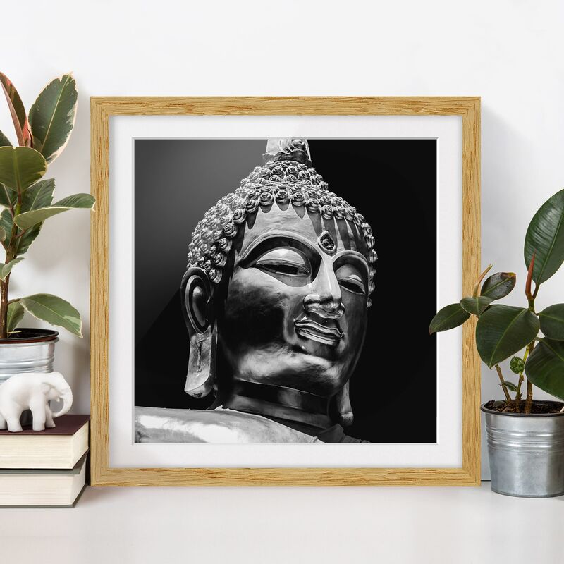 

Póster enmarcado - Buddha Statue Viso Dimensión LxA: 70cm x 70cm, Marco: Roble