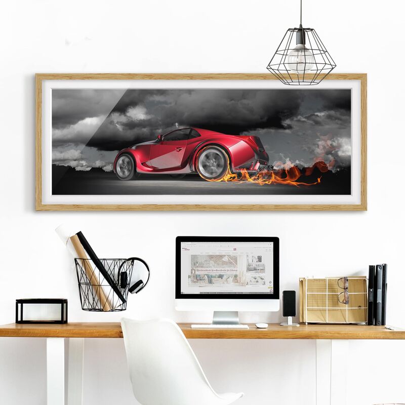 

Póster enmarcado - Burning Passion Dimensión LxA: 50cm x 130cm, Marco: Roble