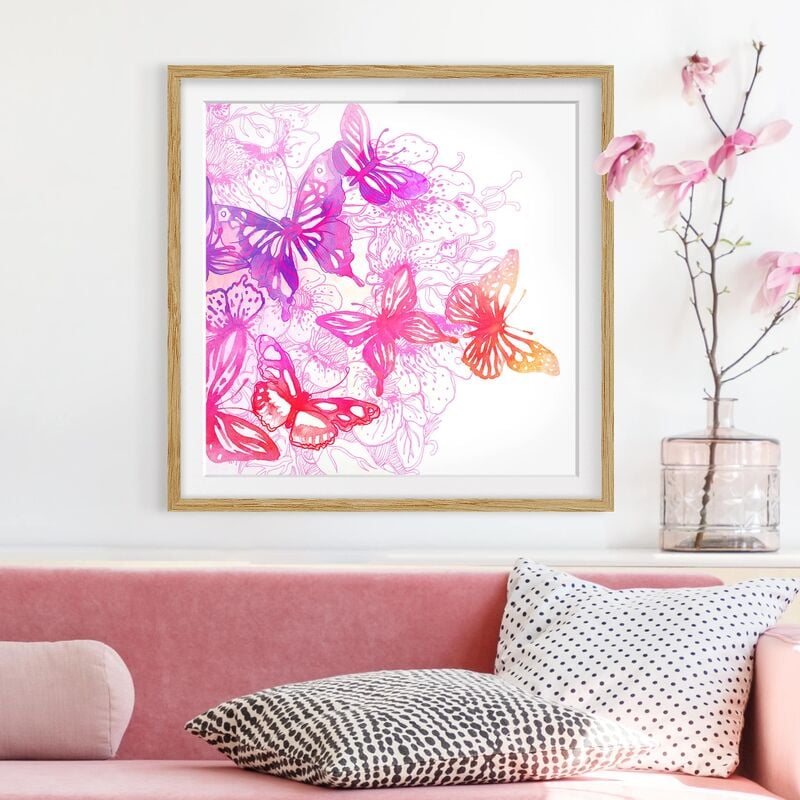 

Póster enmarcado - Butterfly Dream Dimensión LxA: 70cm x 70cm, Marco: Roble