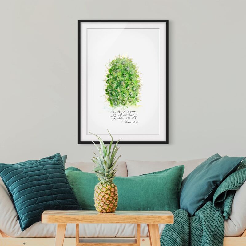 

Póster enmarcado - Cactus Con Bible Verse I Dimensión LxA: 100cm x 70cm, Marco: Negro
