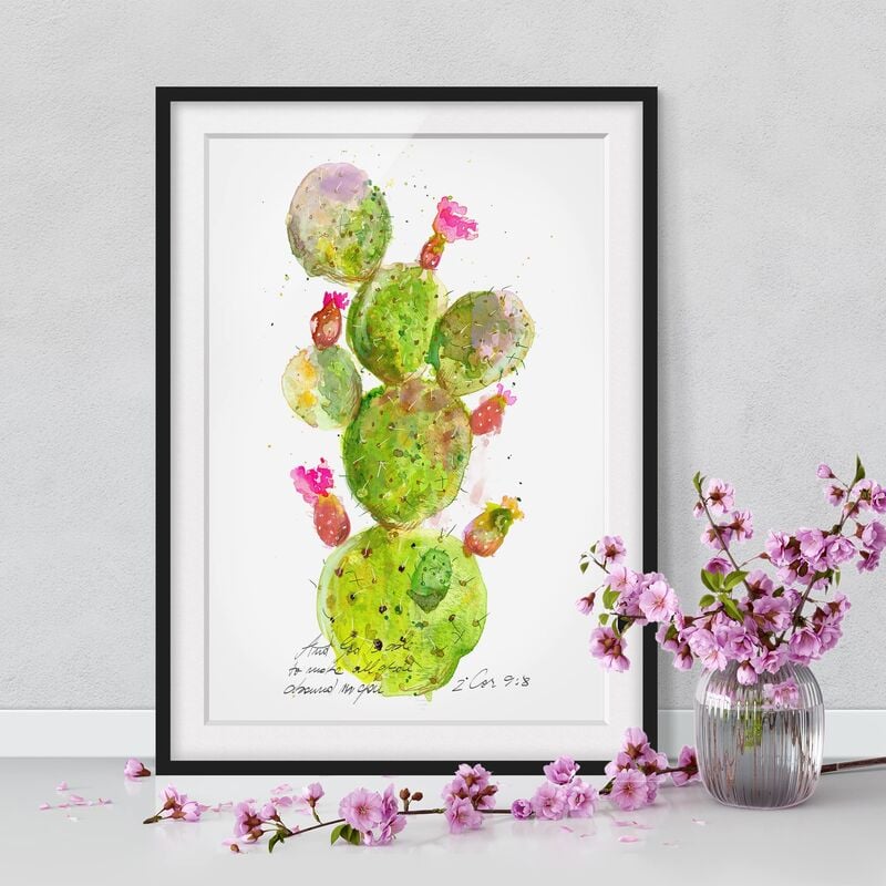 

Póster enmarcado - Cactus Con Bible Verse Iii Dimensión LxA: 100cm x 70cm, Marco: Negro