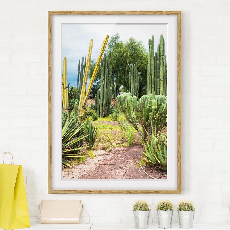 

Póster enmarcado - Cactus Landscape Dimensión LxA: 100cm x 70cm, Marco: Roble