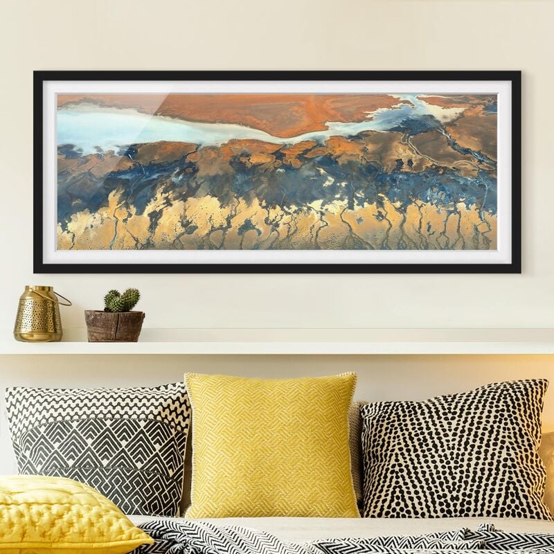 

Póster enmarcado - California From The Air Dimensión LxA: 30cm x 75cm, Marco: Negro