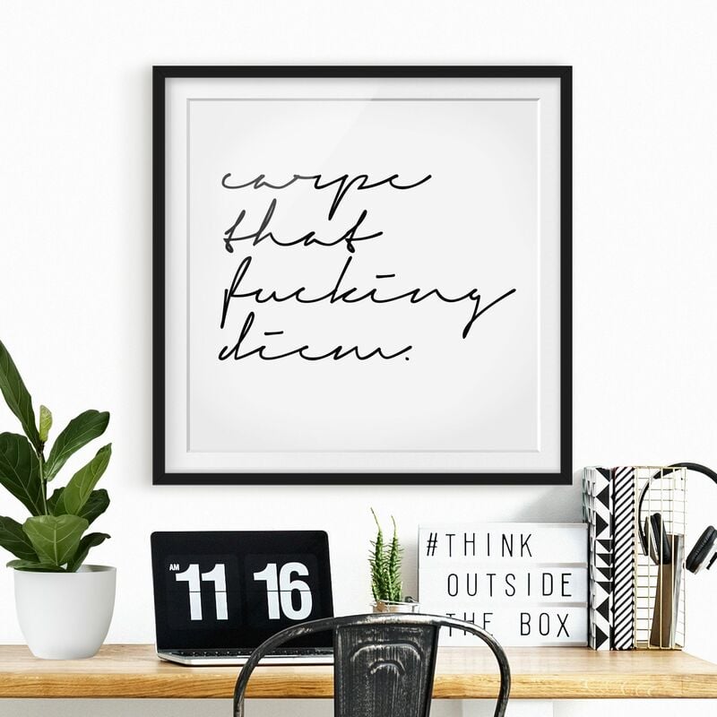 

Póster enmarcado - Calligrafia Carpe Diem Dimensión LxA: 70cm x 70cm, Marco: Negro