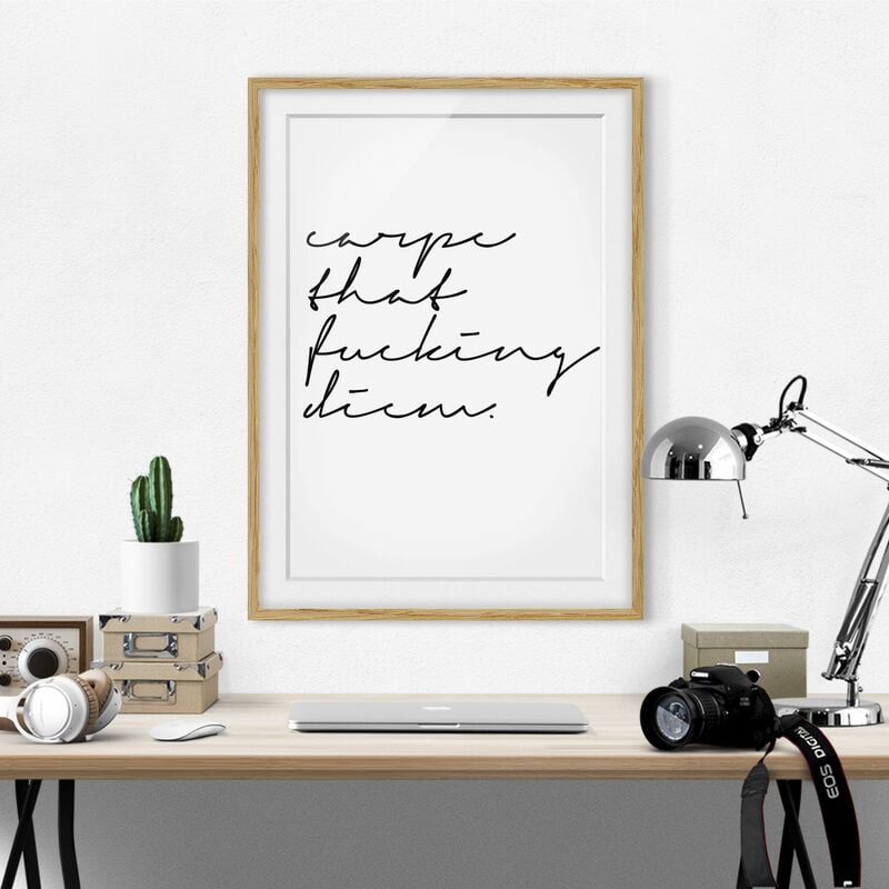 

Póster enmarcado - Calligrafia Carpe Diem Dimensión LxA: 40cm x 30cm, Marco: Roble