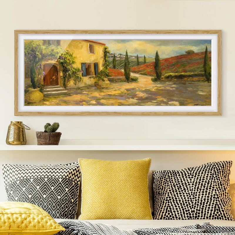 

Bilderwelten - Póster enmarcado - Campagna Italiana - Toscana Dimensión LxA: 50cm x 130cm, Marco: Roble