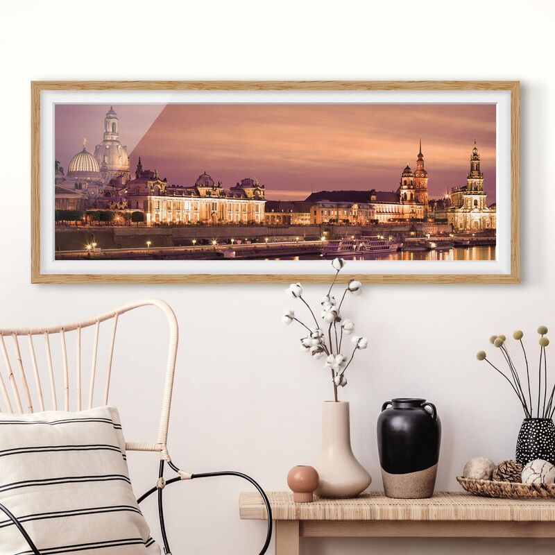 

Póster enmarcado - Canaletto Dresda Dimensión LxA: 20cm x 50cm, Marco: Roble