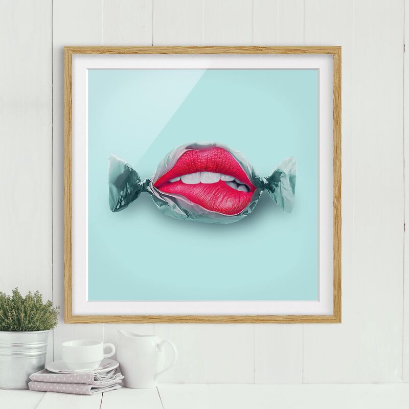 

Póster enmarcado - Candy Con Labbra Dimensión LxA: 20cm x 20cm, Marco: Roble