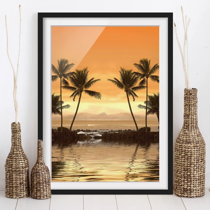 

Póster enmarcado - Caribbean Sunset I Dimensión LxA: 100cm x 70cm, Marco: Negro