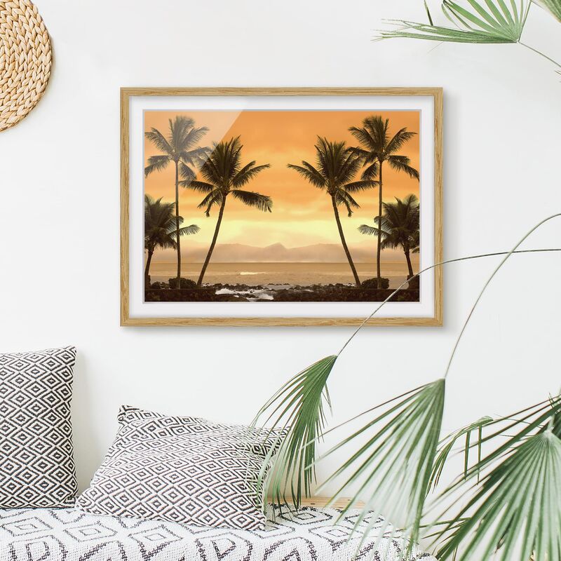 

Póster enmarcado - Caribbean Sunset II Dimensión LxA: 18cm x 24cm, Marco: Roble