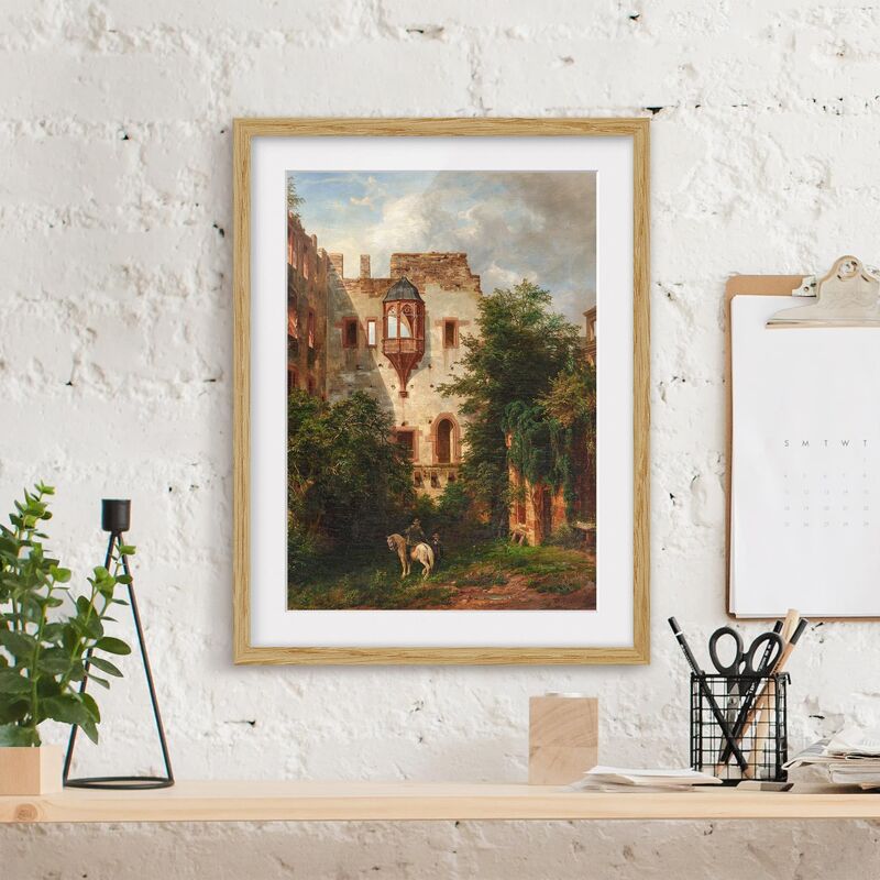 

Póster enmarcado - Carl Ludwig Fahrnbach - Nel cortile del castello di Heidelberg Dimensión LxA: 40cm x 30cm, Marco: Roble