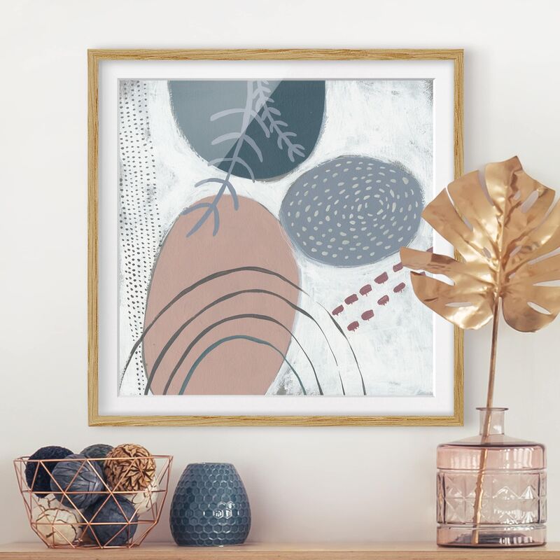 

Póster enmarcado - Carnival Of Forms In Teal II Dimensión LxA: 50cm x 50cm, Marco: Roble