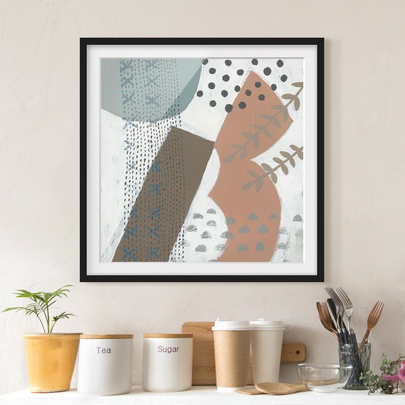 

Póster enmarcado - Carnival Of Shapes In Salmon I Dimensión LxA: 70cm x 70cm, Marco: Negro