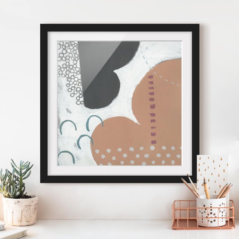 

Póster enmarcado - Carnival Of Shapes In Salmon III Dimensión LxA: 70cm x 70cm, Marco: Negro