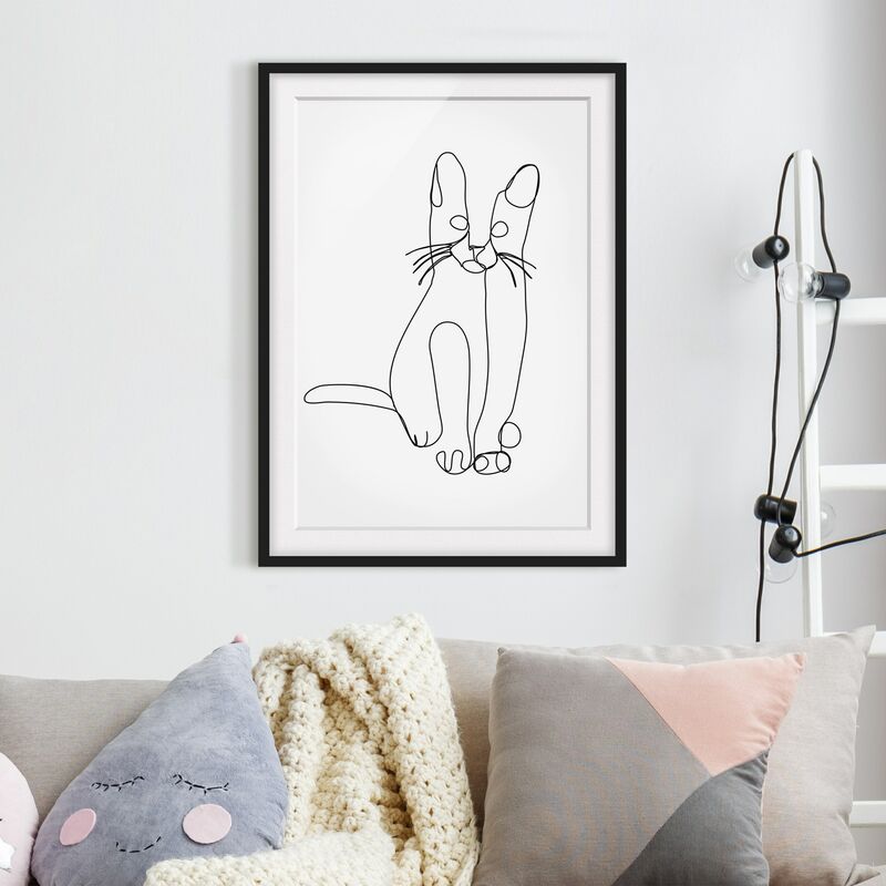 

Póster enmarcado - Cat Line Art Dimensión LxA: 55cm x 40cm, Marco: Negro