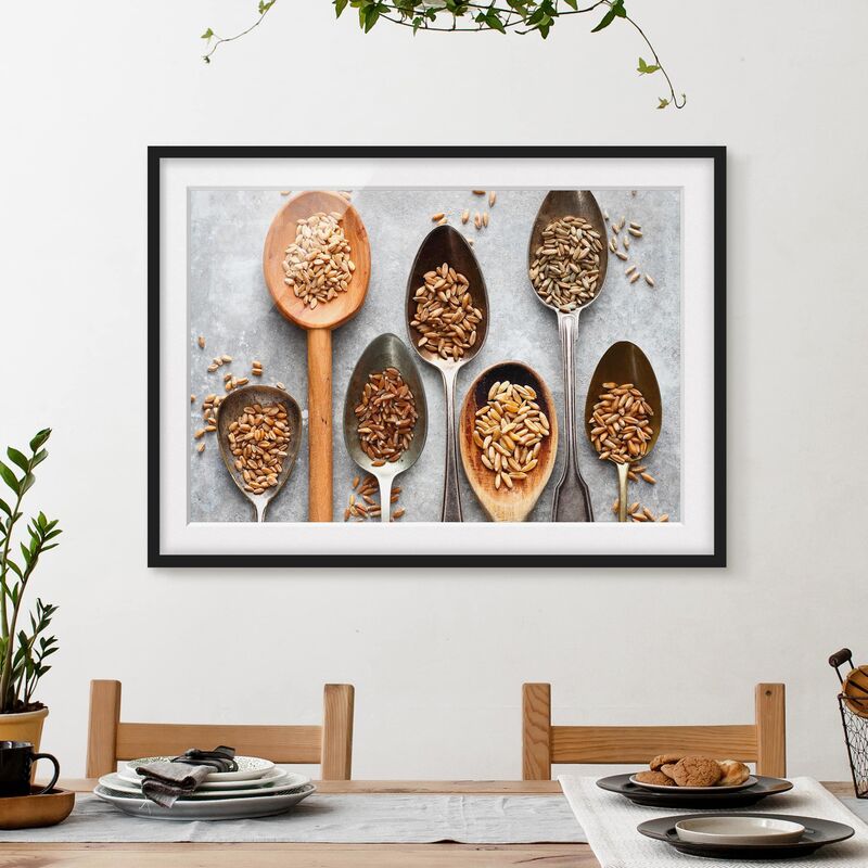 

Póster enmarcado - Cereal Grains Spoon Dimensión LxA: 18cm x 24cm, Marco: Negro