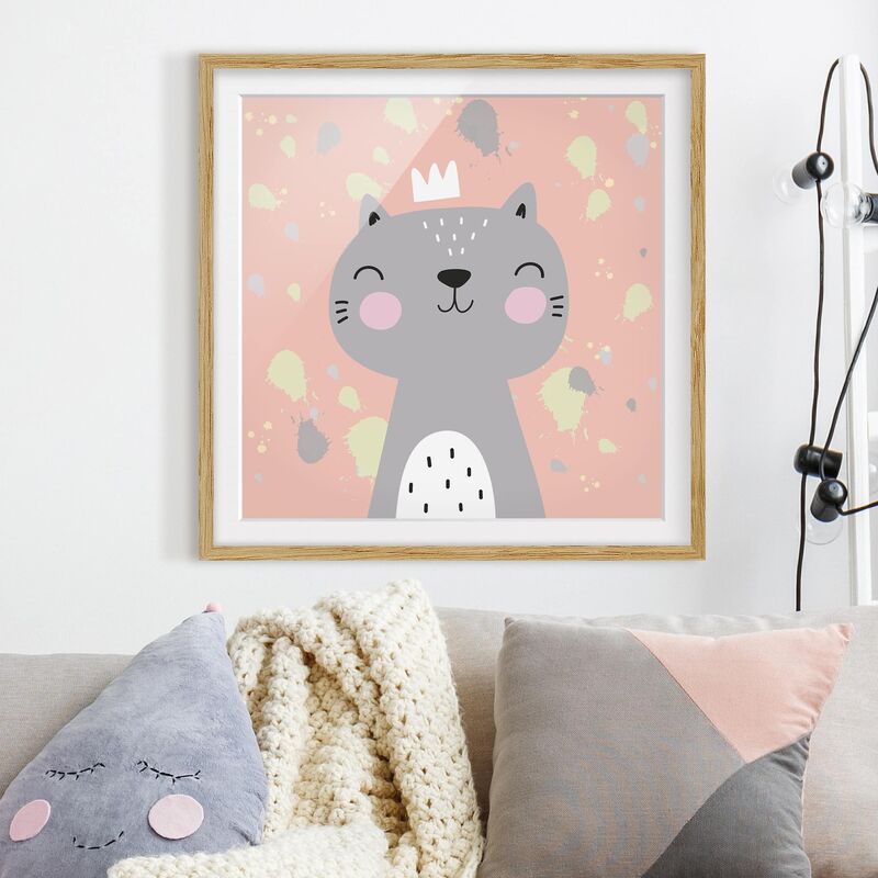 

Póster enmarcado - Cheeky Cat Dimensión LxA: 50cm x 50cm, Marco: Roble