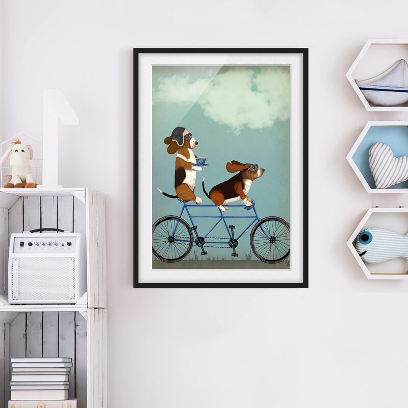 

Póster enmarcado - Ciclismo - Bassets Tandem Dimensión LxA: 40cm x 30cm, Marco: Negro