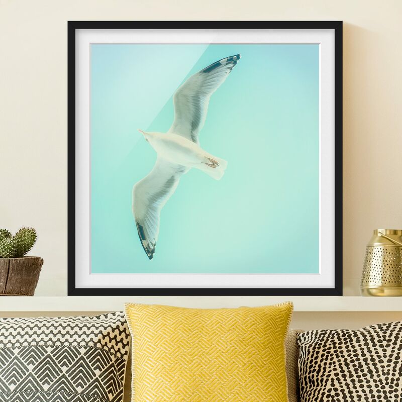 

Póster enmarcado - Cielo Blu Con Gabbiano Dimensión LxA: 30cm x 30cm, Marco: Negro