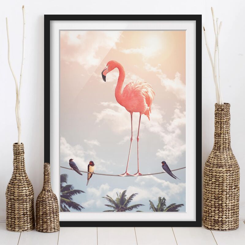 

Póster enmarcado - Cielo Con Flamingo Dimensión LxA: 24cm x 18cm, Marco: Negro