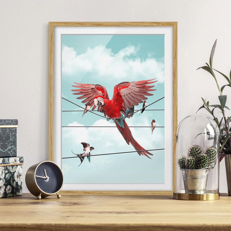 

Póster enmarcado - Cielo Con Uccelli Dimensión LxA: 70cm x 50cm, Marco: Roble