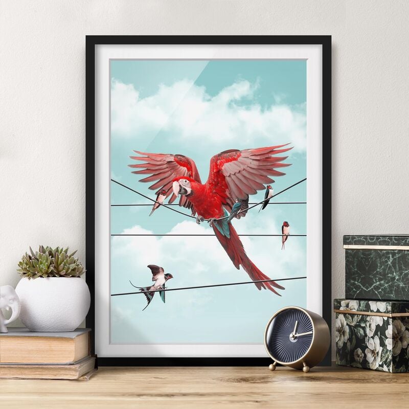 

Póster enmarcado - Cielo Con Uccelli Dimensión LxA: 100cm x 70cm, Marco: Negro