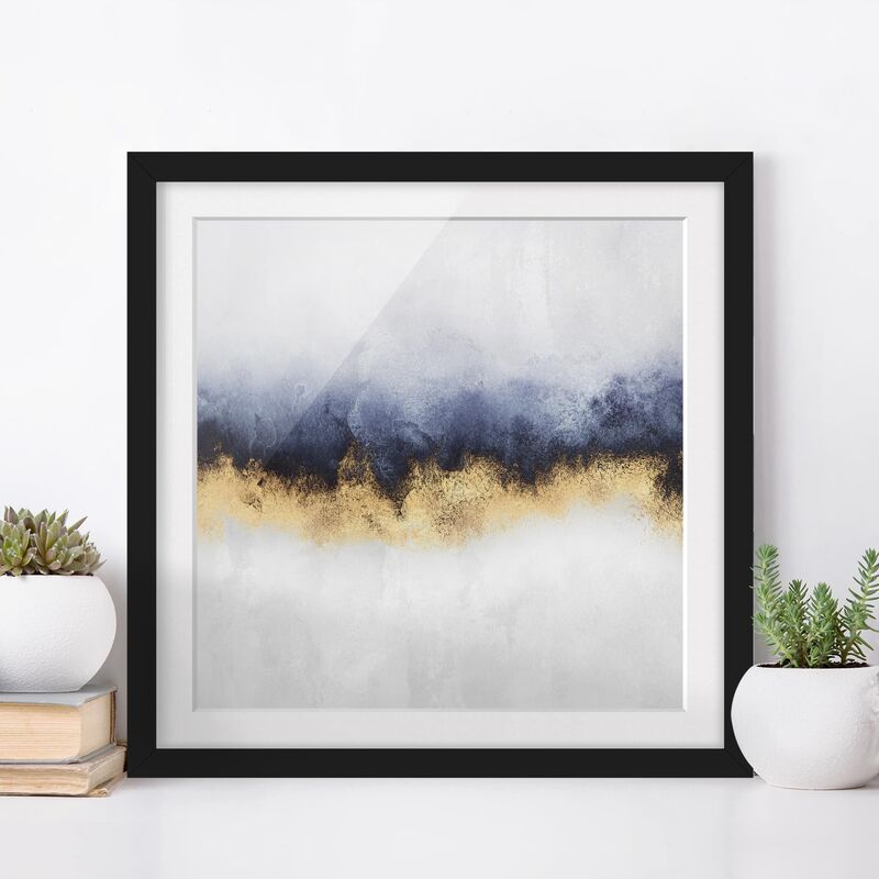 

Póster enmarcado - Cielo nuvoloso con oro Dimensión LxA: 30cm x 30cm, Marco: Negro