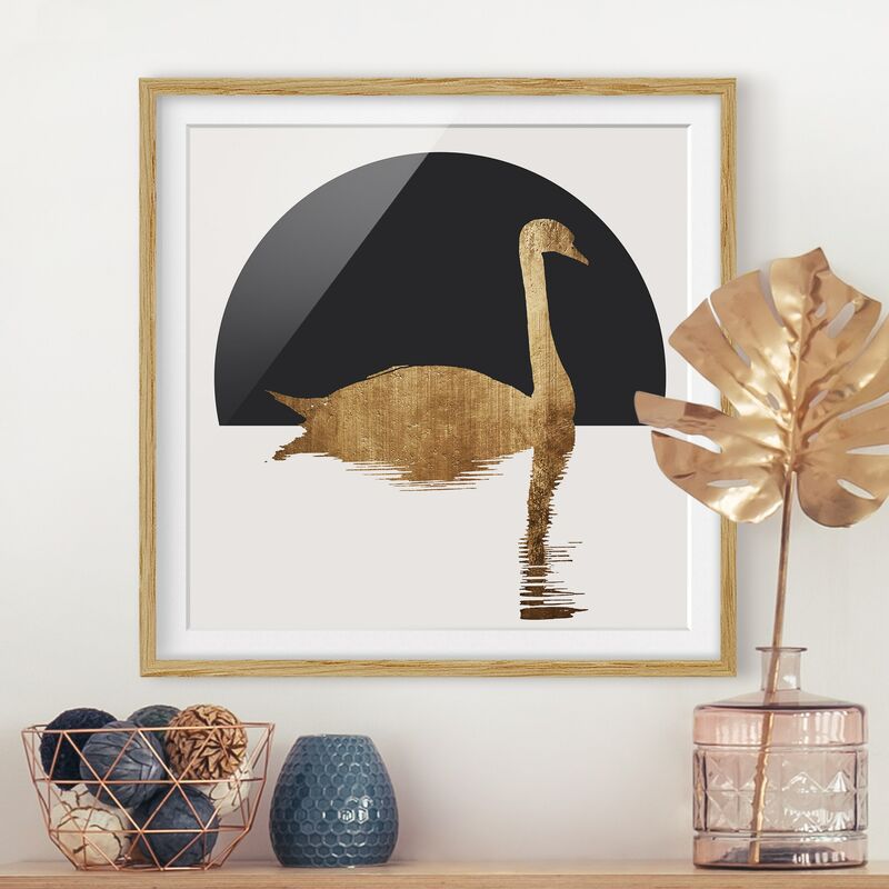

Póster enmarcado - Cigno in oro Dimensión LxA: 20cm x 20cm, Marco: Roble
