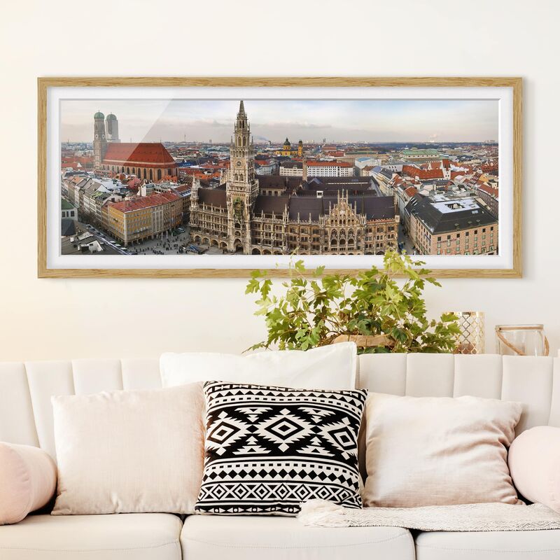 

Póster enmarcado - Città Di Monaco Dimensión LxA: 40cm x 100cm, Marco: Roble