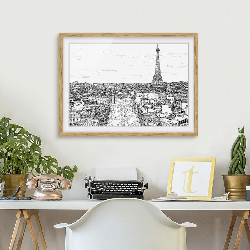 

Póster enmarcado - City Study - Paris Dimensión LxA: 30cm x 40cm, Marco: Roble