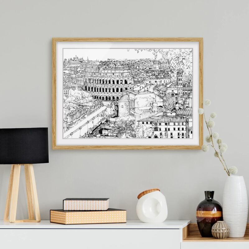 

Póster enmarcado - City Study - Rome Dimensión LxA: 40cm x 55cm, Marco: Roble