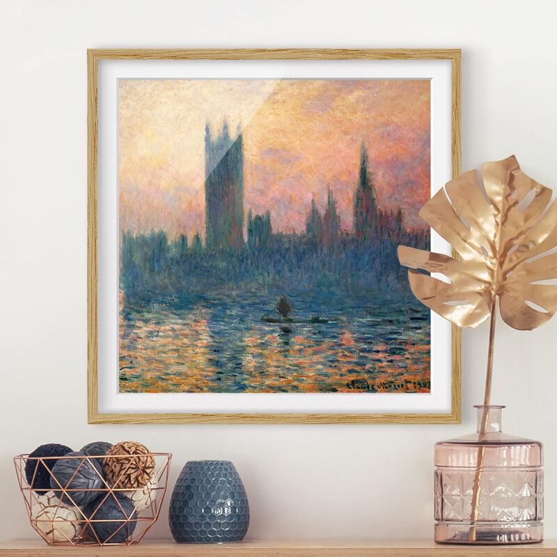 

Póster enmarcado - Claude Monet - London Sunset Dimensión LxA: 70cm x 70cm, Marco: Roble