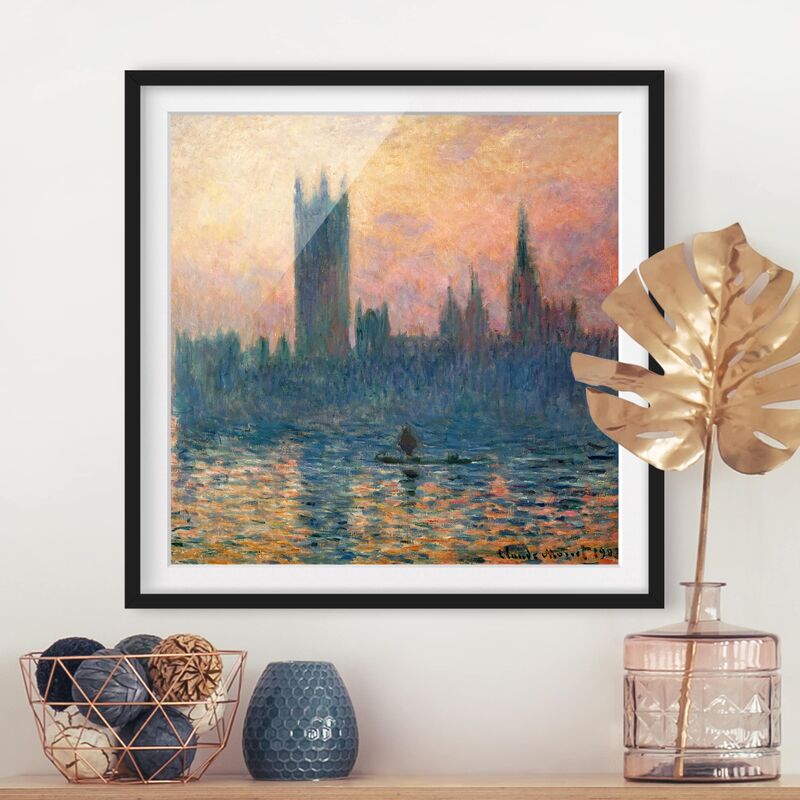 

Póster enmarcado - Claude Monet - London Sunset Dimensión LxA: 70cm x 70cm, Marco: Negro